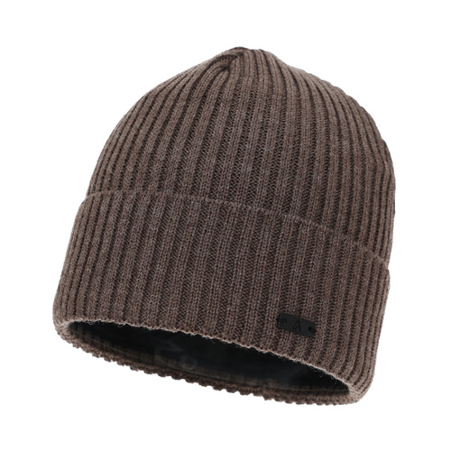 Czapka zimowa męska, brązowa, z wełną merino, Jeffrey
