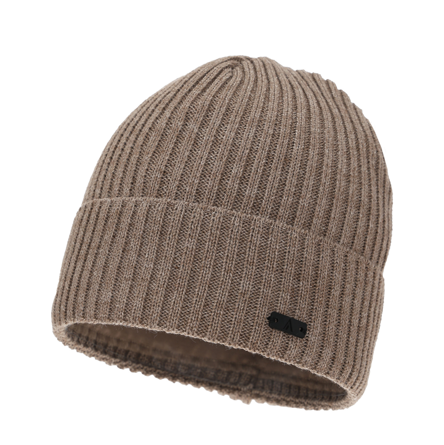 Czapka zimowa męska, beżowa, z wełną merino, Jeffrey