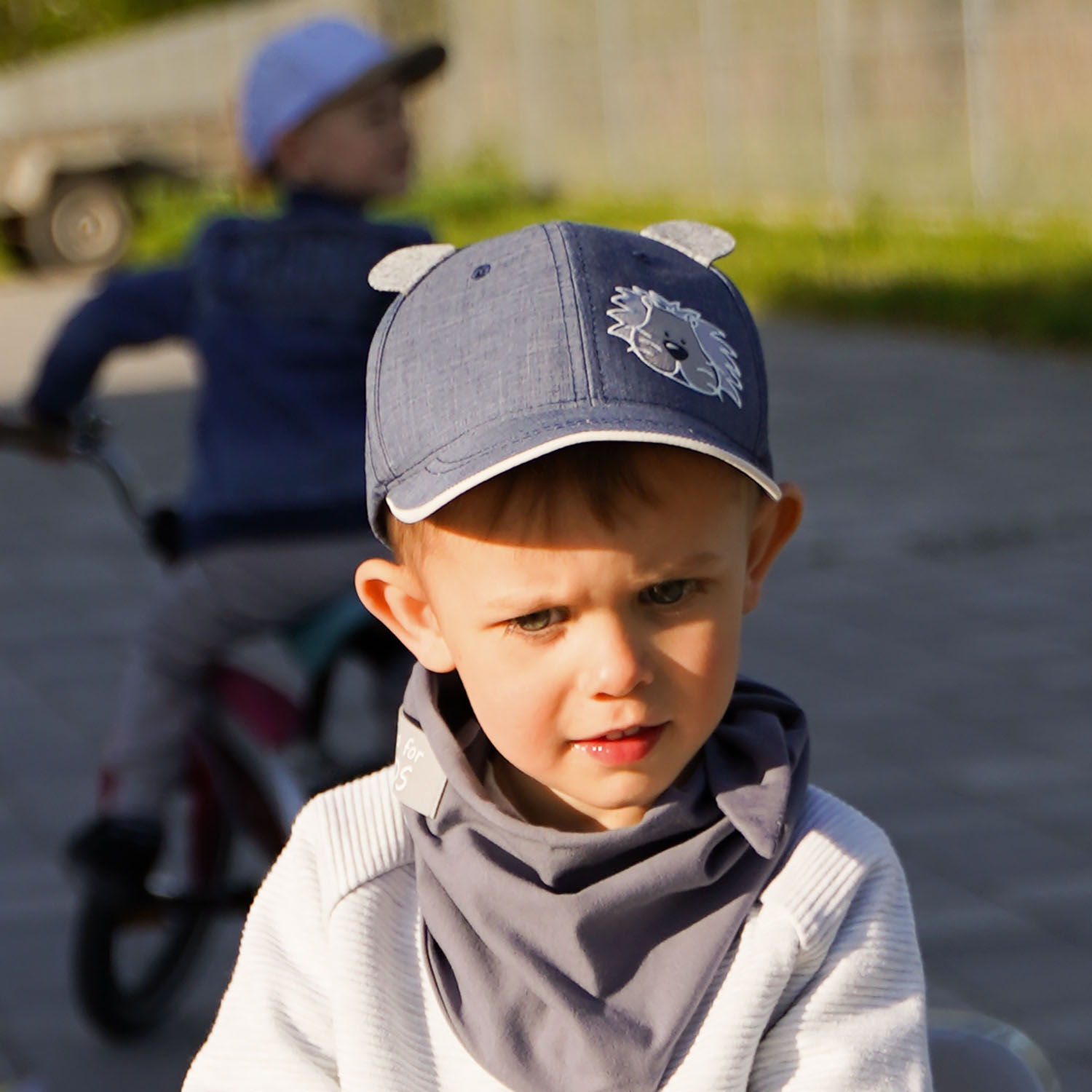 Czapka z daszkiem dla chłopca, szara, bawełniana, Felix