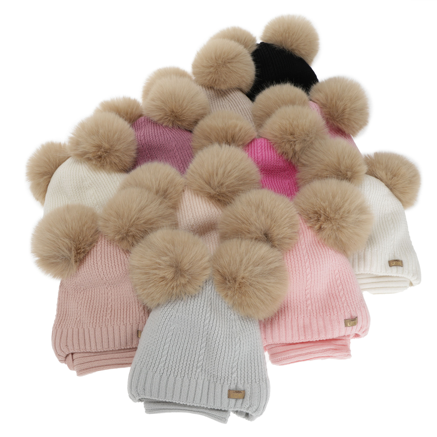 Czapka i komin dla dziewczynki, zimowy komplet, biały, 100% wełniany merino, podszyty polarem wełnianym, Lumia