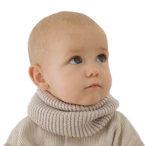 Komin zimowy dziecięcy, szary, 100% wełniany merino Vanilla