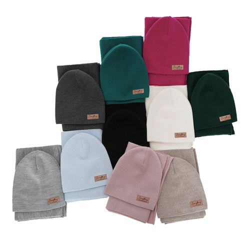 Czapka i szalik damski jesienny, wiosenny komplet, kremowy Zula