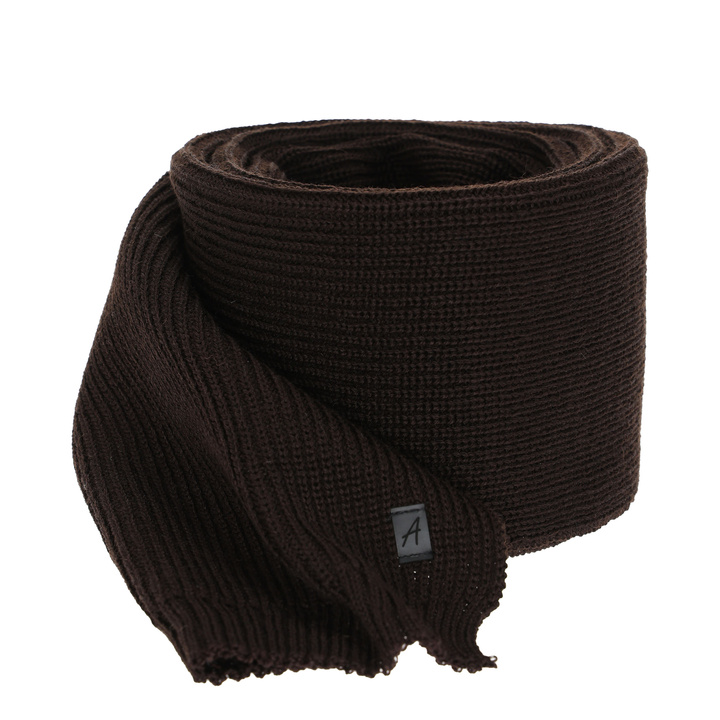 Szalik zimowy męski, brązowy, z wełną merino Algor