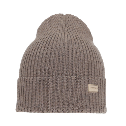 Czapka damska zimowa, ciemnobeżowa, 100% wełniana merino, Sophie