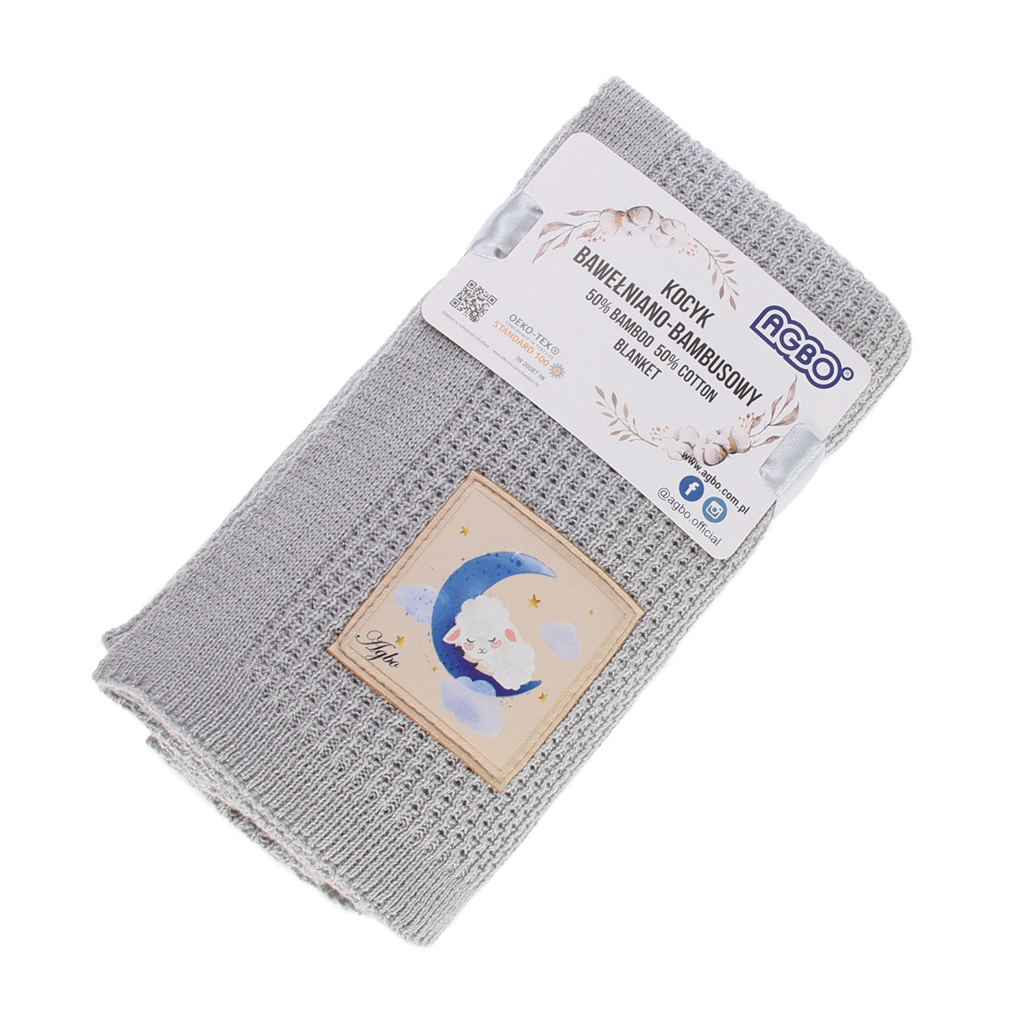 Kocyk bambusowo-bawełniany dla dziecka, niemowlaka, szary, delikatny Bambini