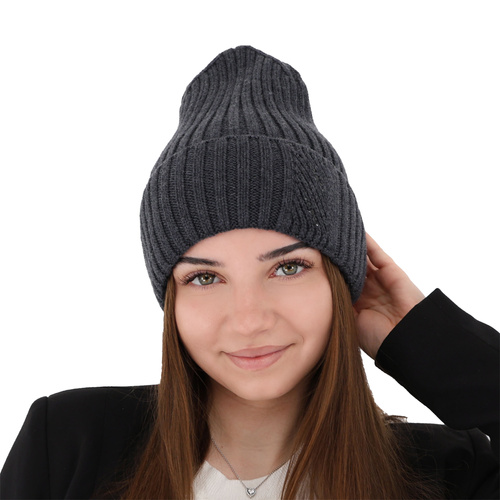 Czapka zimowa damska, brązowa, 100% wełniana merino Ariga
