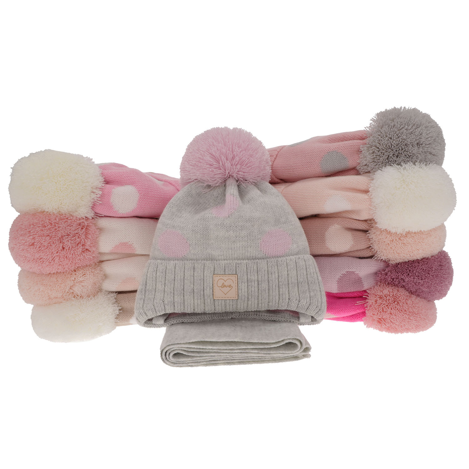 Czapka i szalik dla dziewczynki zimowy komplet, liliowy, wiązany Agostina