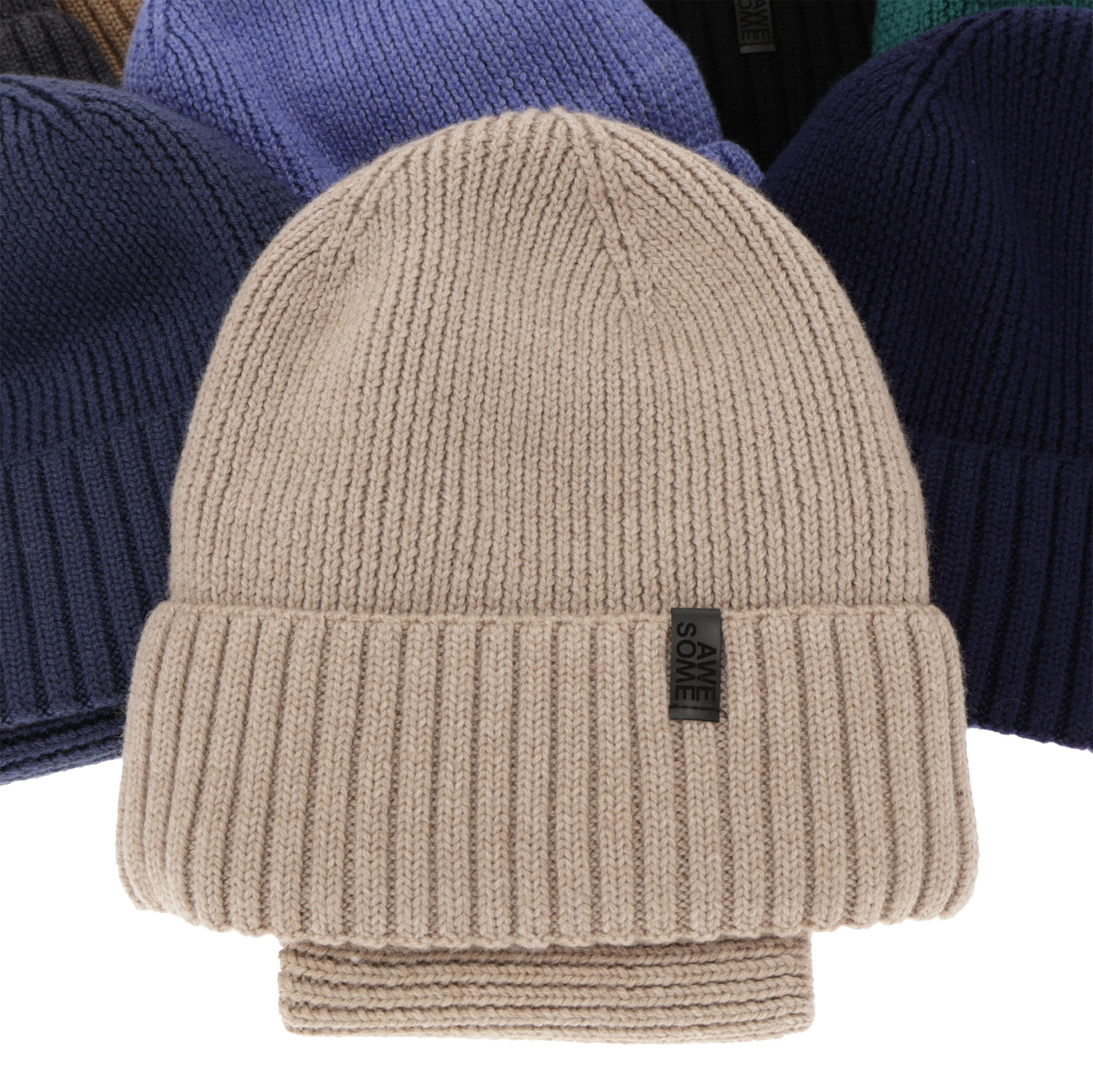 Czapka i komin dla chłopca, zimowy komplet, 100% wełniany merino, z podszyciem z wełny merino, niebieski Harbin