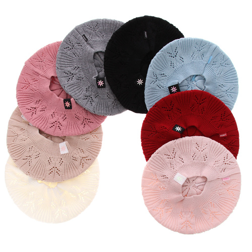 Beret dla dziewczynki jesienny, wiosenny, szary, Marcela