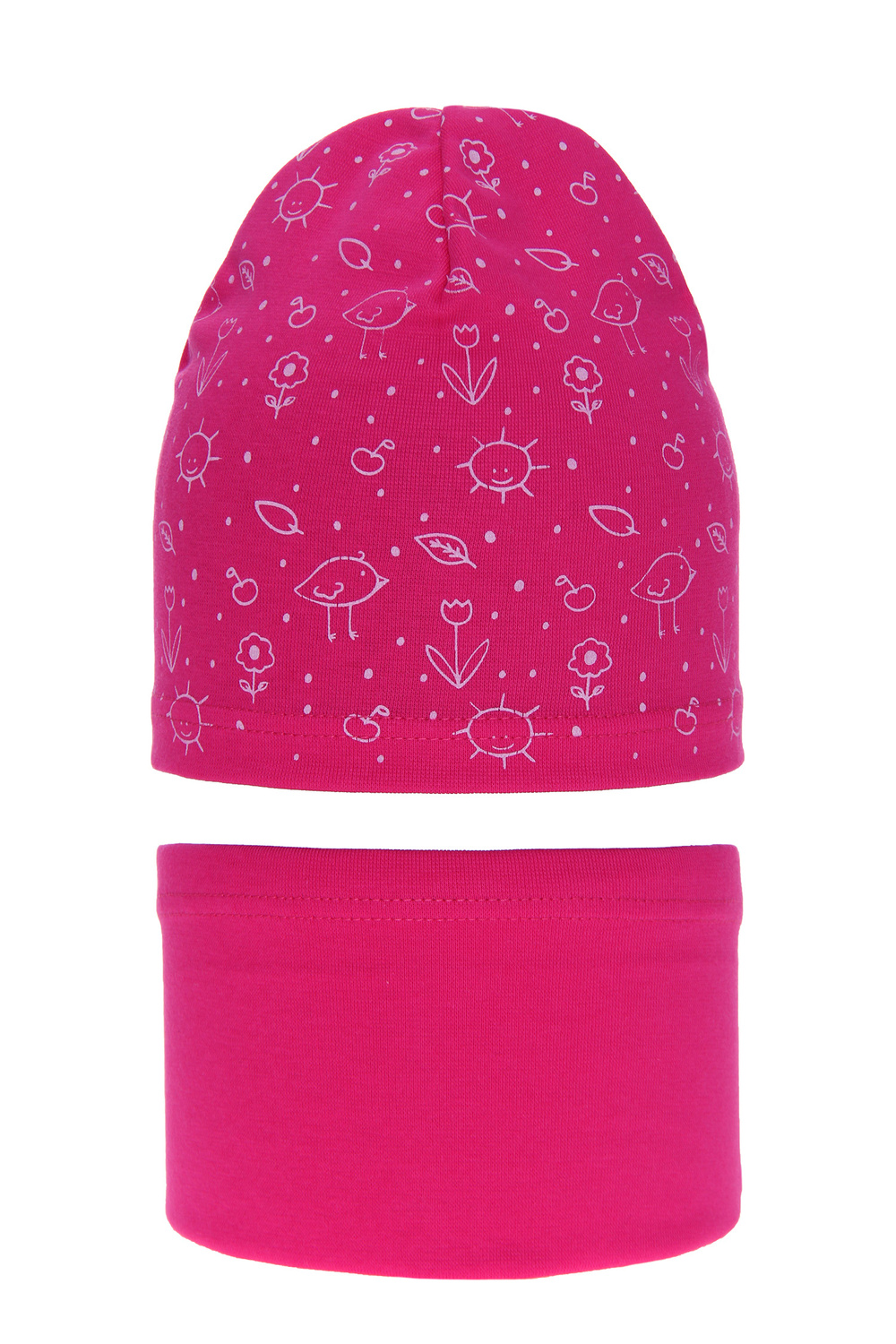 Czapka i komin dla dziewczynki jesienny, wiosenny komplet, różowy, bawełniany Sesja