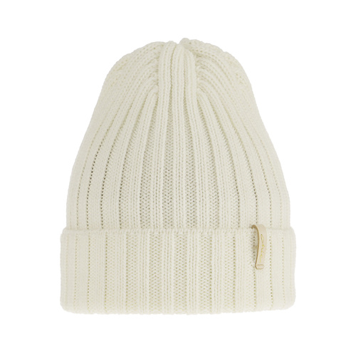 Czapka zimowa damska, kremowa, z wełną merino Missi