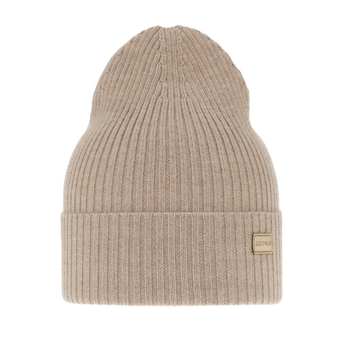 Czapka damska zimowa, ciemnobeżowa, 100% wełniana merino, Sophie