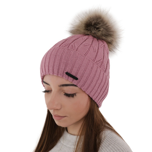 Czapka zimowa damska, camel, z wełną merino Talaria