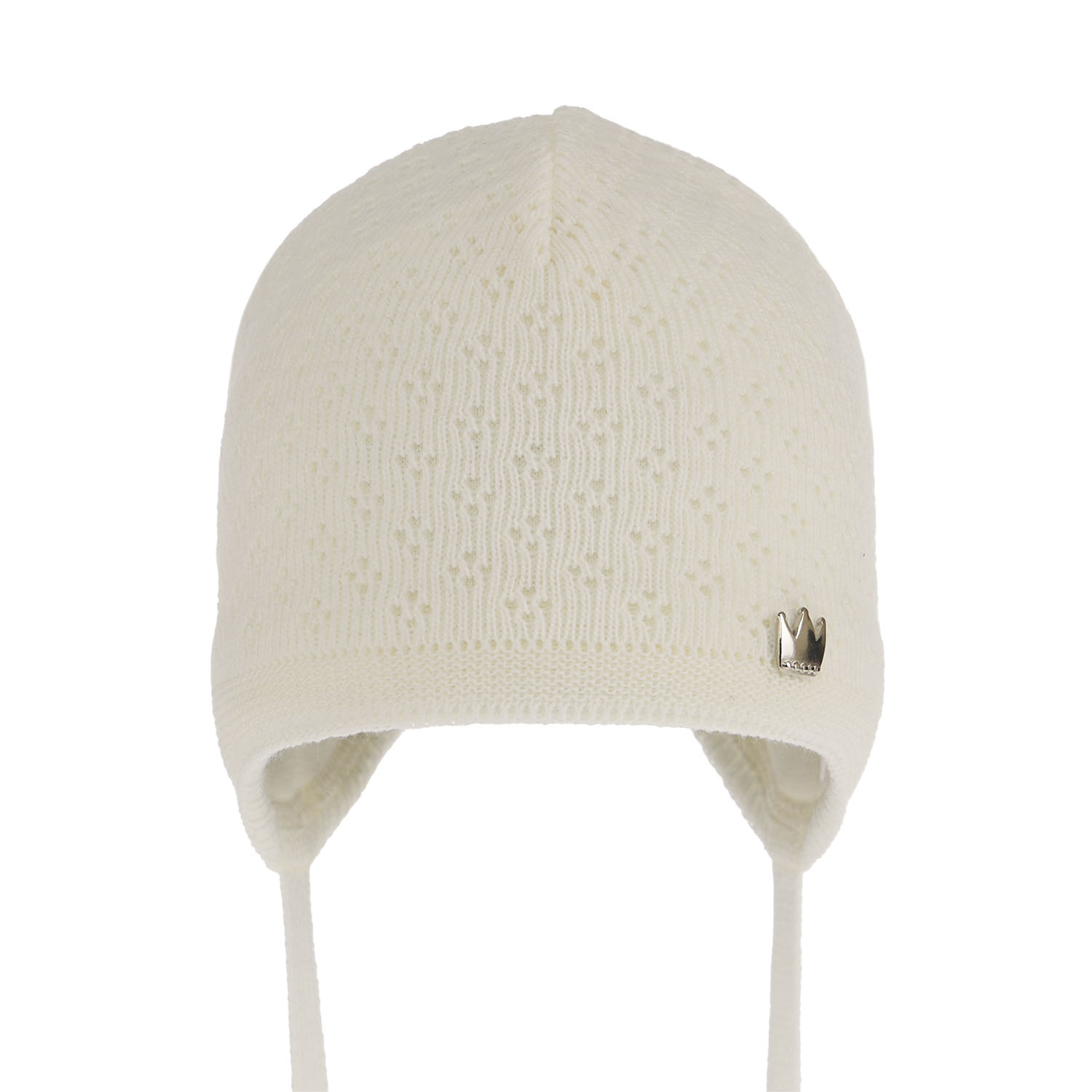 Czapka jesienna, wiosenna dla dziewczynki, kremowa, wiązana Lidia