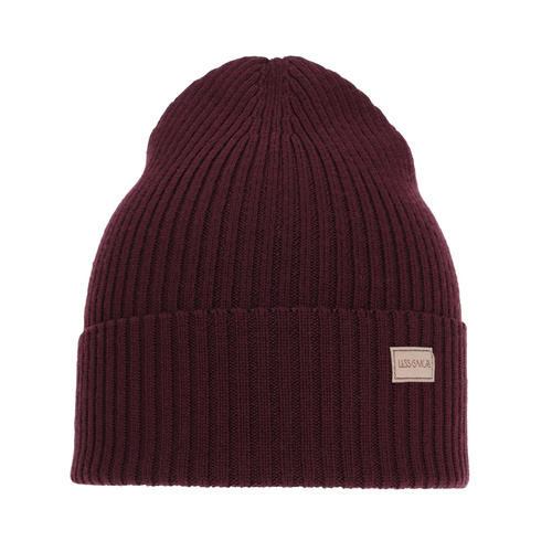 Czapka damska zimowa, wiosenna, burgundowa, 100% wełniana merino Sophie