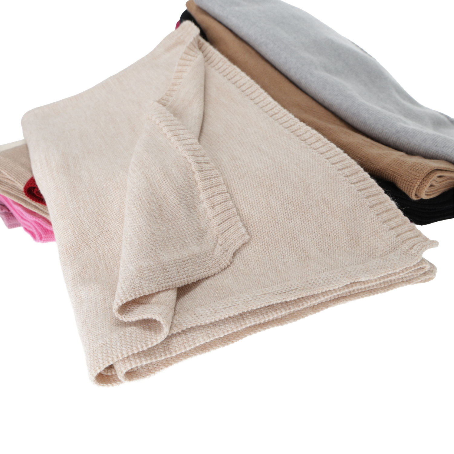 Szalik zimowy damski, różowy, 100% wełniany merino Elonia