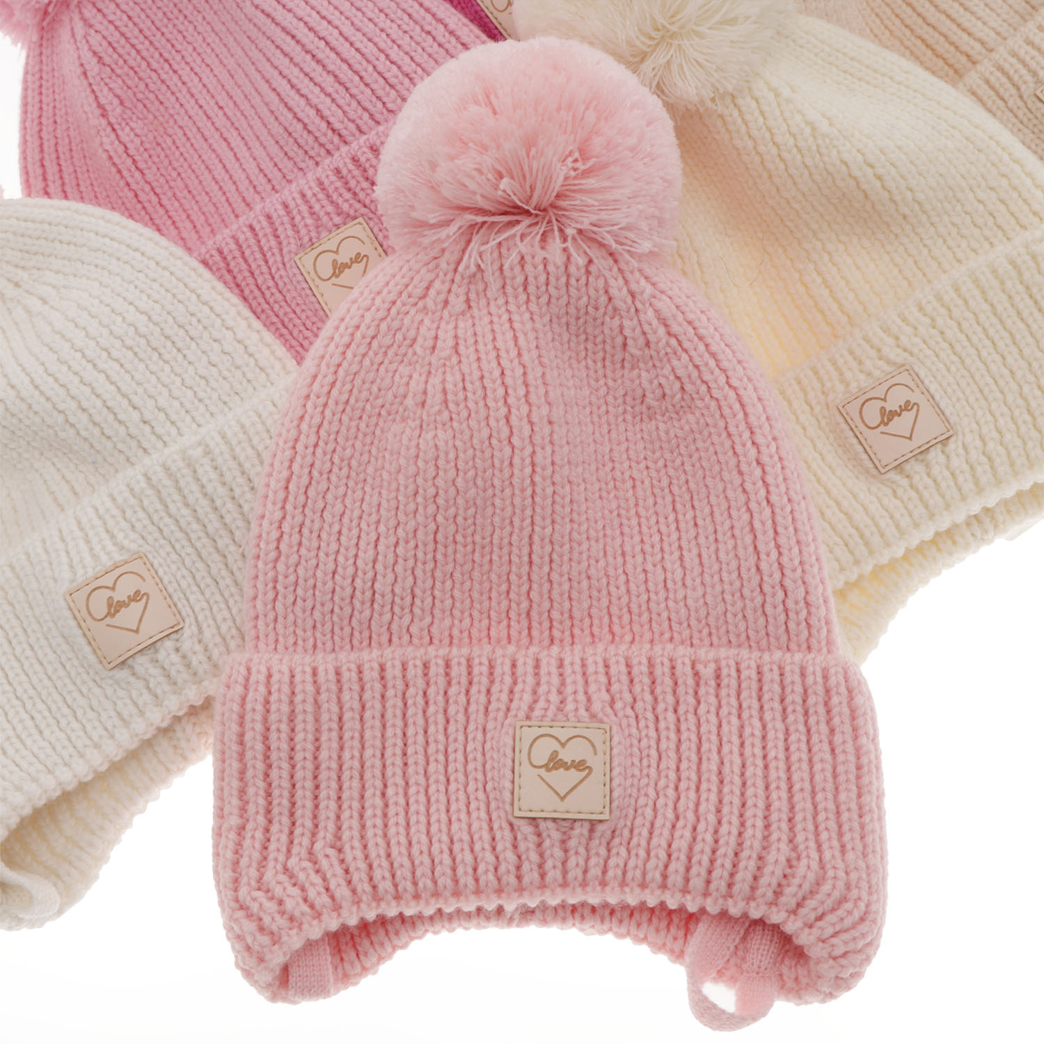 Czapka zimowa dla dziewczynki, jasnoróżowa, 100% wełniana merino, podszyta wełnianym polarem, wiązana Hakkari