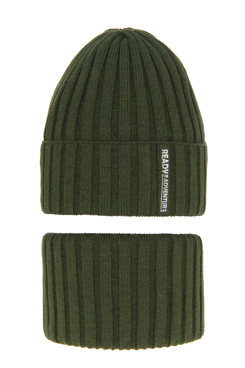 Czapka i komin dla chłopca zimowy komplet, khaki Livido