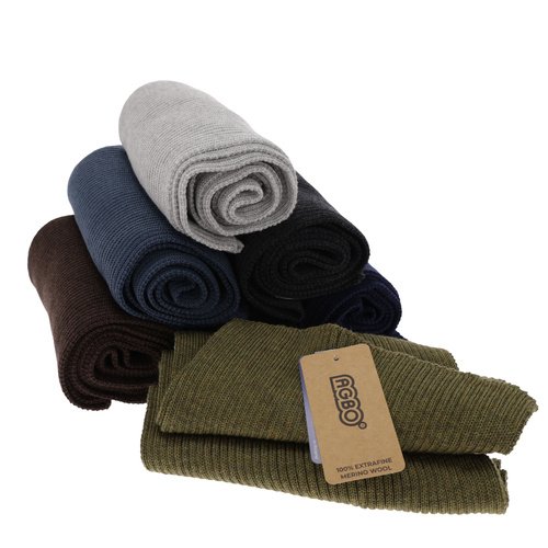 Szalik zimowy męski, szary, 100% wełniana merino Brayan