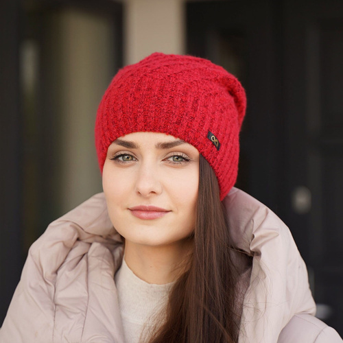 Czapka zimowa damska, kremowa, Misha