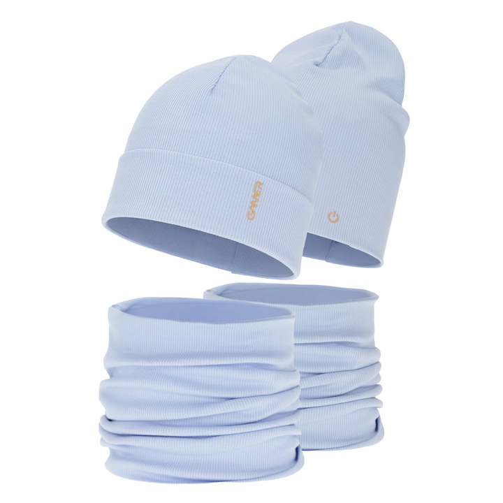 Czapka i komin dla chłopca, jesienny, wiosenny komplet, bawełniany, błękitny Desider