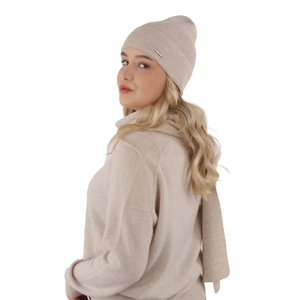 Czapka i szalik damski zimowy komplet, wrzosowy, 100% wełniana merino Melpomena