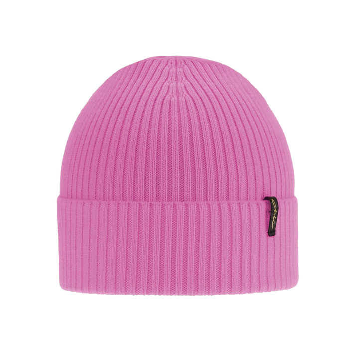 Czapka zimowa damska, różowa, 100% wełniana merino, Megan