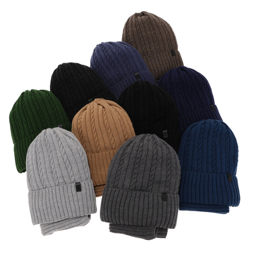 Czapka i komin dla chłopca zimowy komplet, niebieski, wełniany merino Kairo