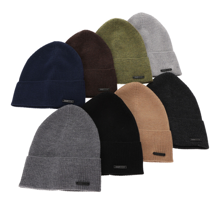 Czapka jesienna, wiosenna męska, ciemnoszara, 100% wełniana merino, Fleur