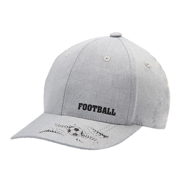 Czapka z daszkiem dla chłopca, szara, bawełniana, Football