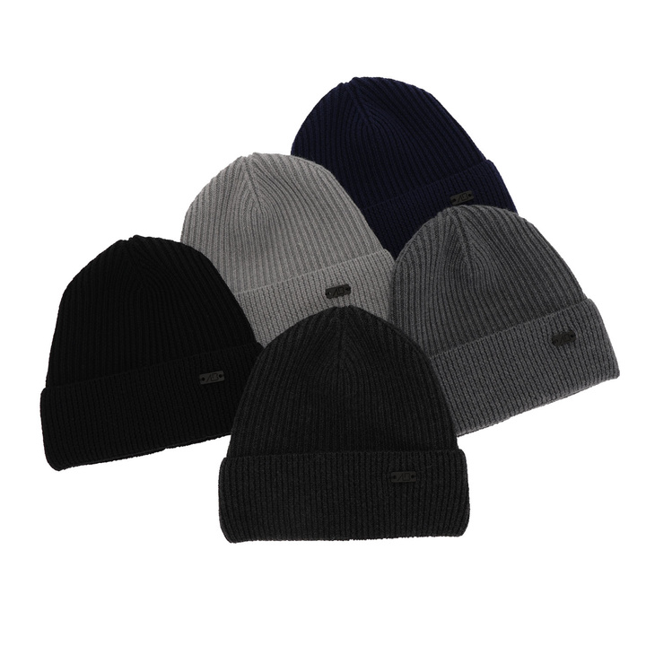 Czapka zimowa męska, brązowa, 100% wełniana merino Owen