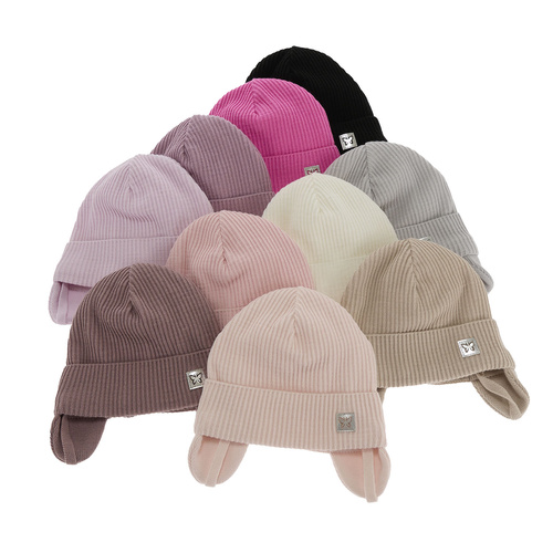 Czapka jesienna, wiosenna dla dziewczynki, beżowa, wiązana Amaya