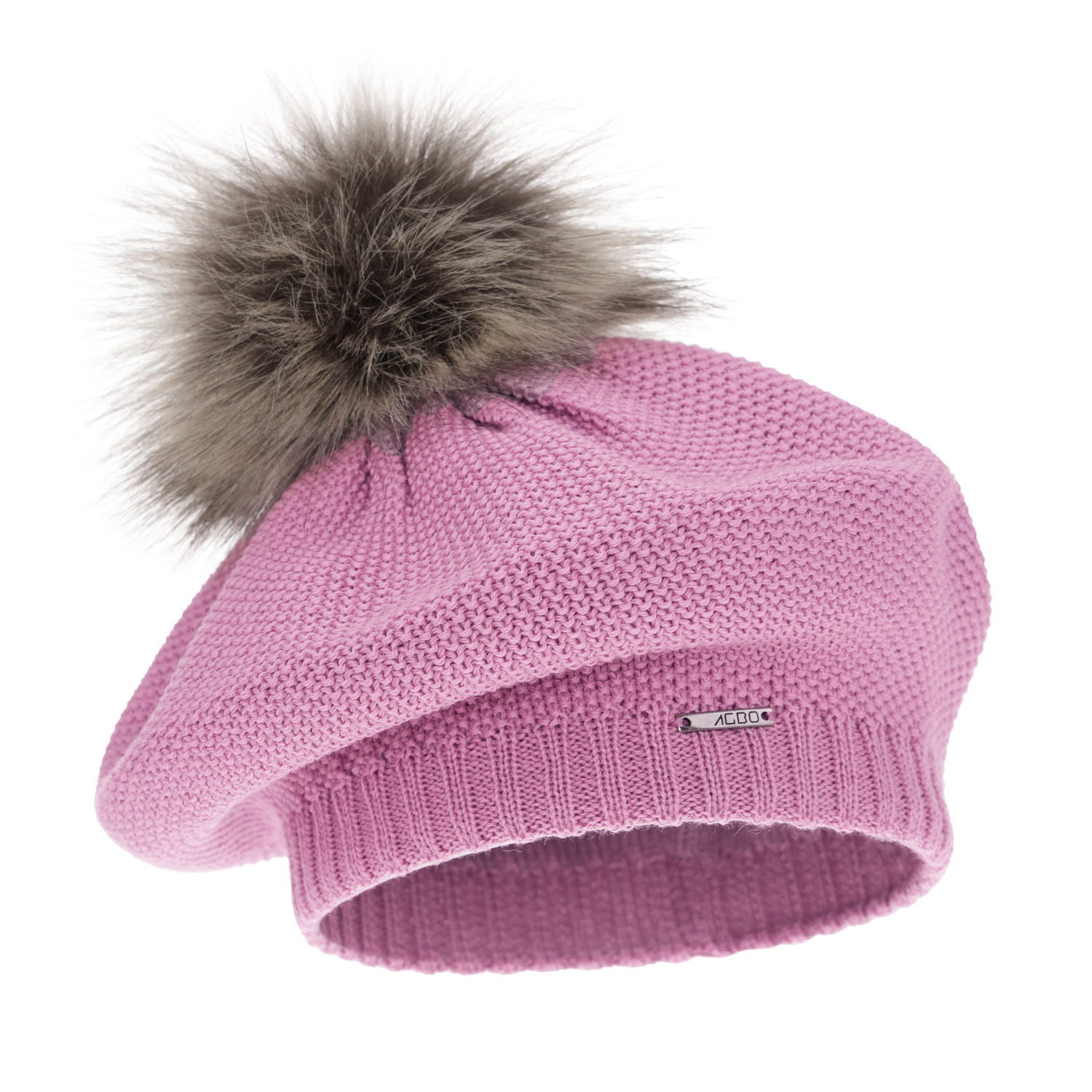 Beret damski zimowy, fioletowy, z wełną merino Bonnie