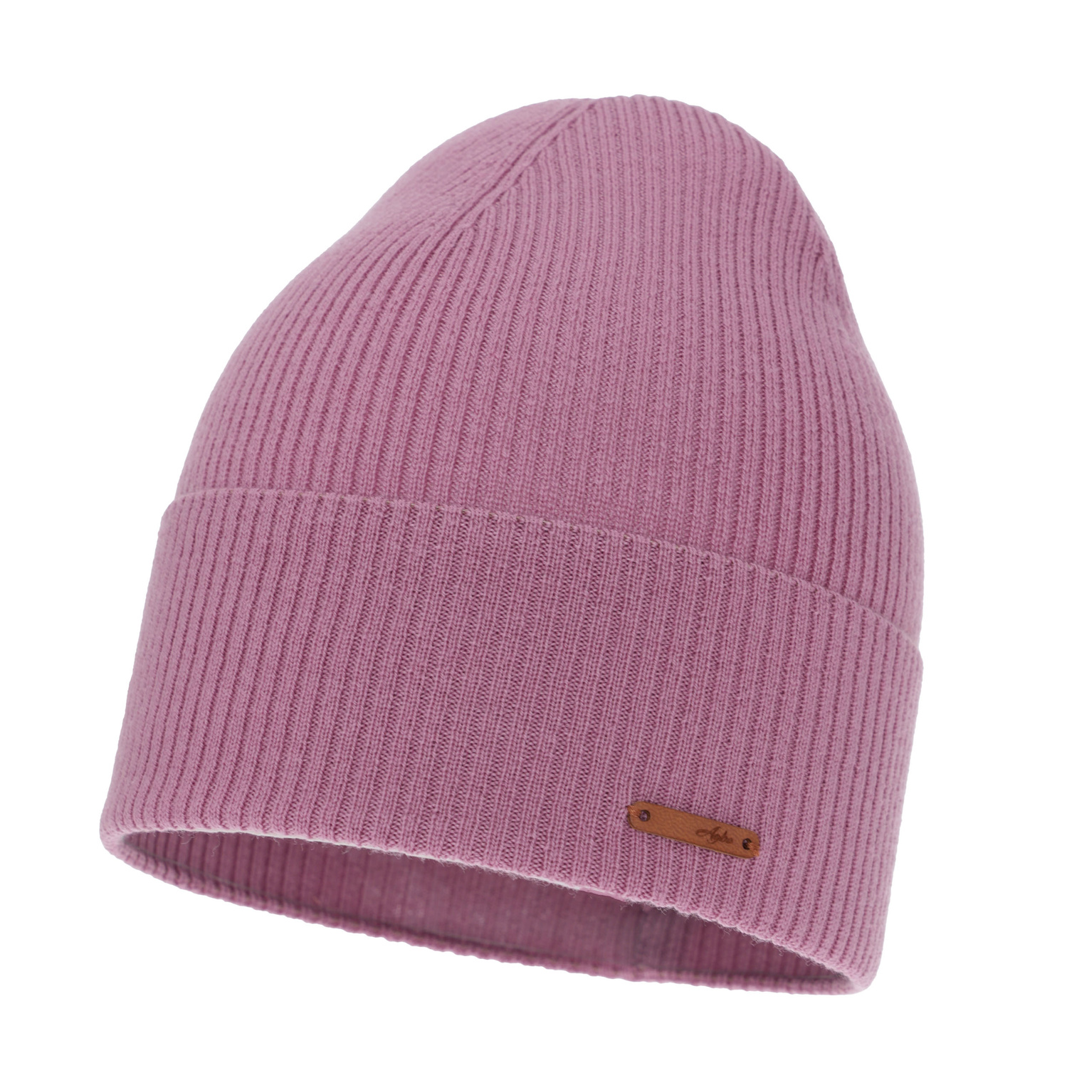 Czapka jesienna, zimowa damska, fioletowa, 100% wełniana merino, Flerra