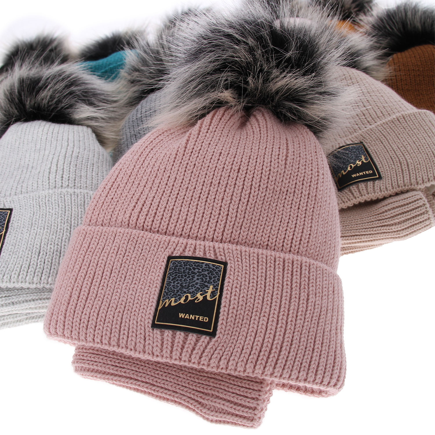 Czapka i komin dla dziewczynki zimowy komplet, miodowy, z pomponem Sycylia