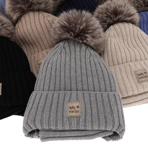 Czapka i komin dla chłopca zimowy komplet, niebieski, 100% wełniany merino, podszyty wełnianym polarem, wiązany Morti