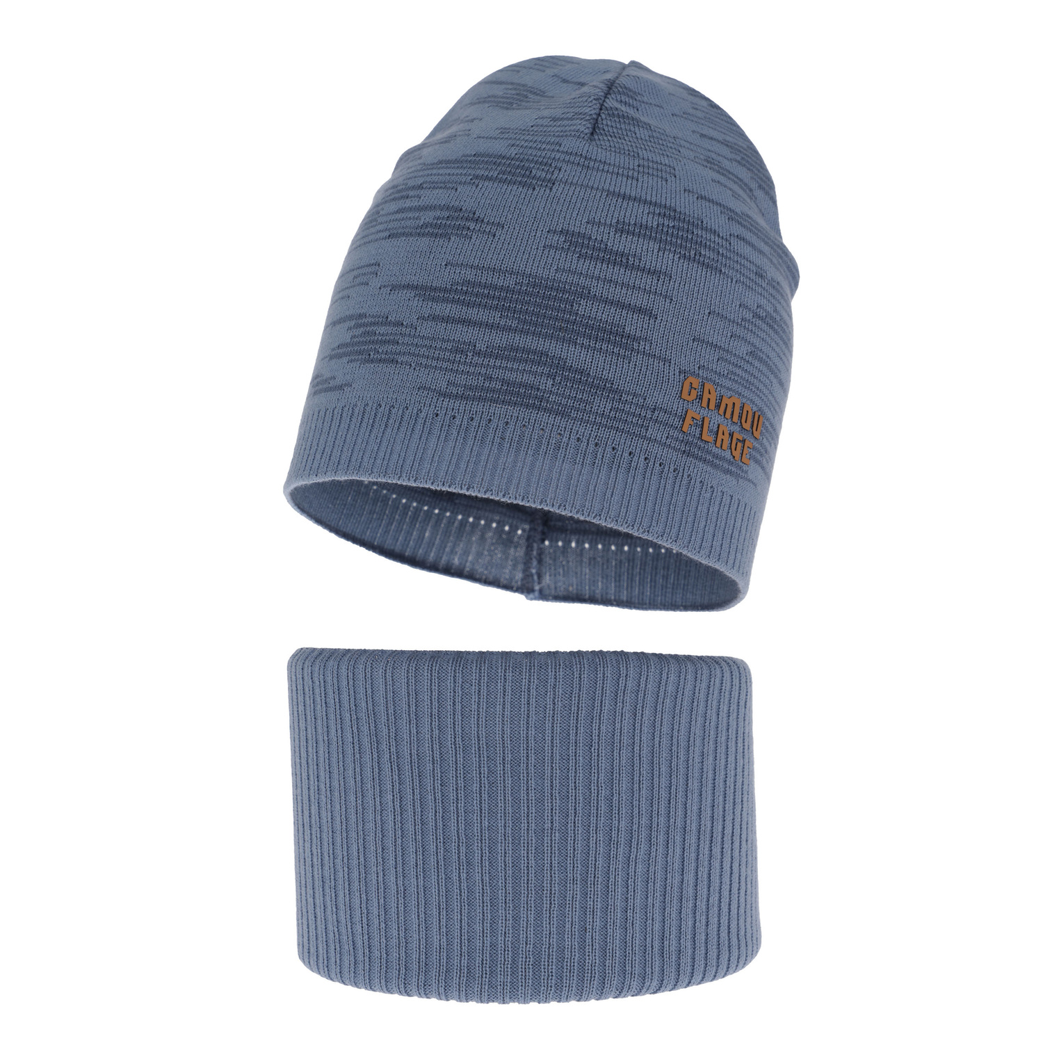 Czapka i komin dla chłopca jesienny, wiosenny komplet, z bawełną, niebieski Carter