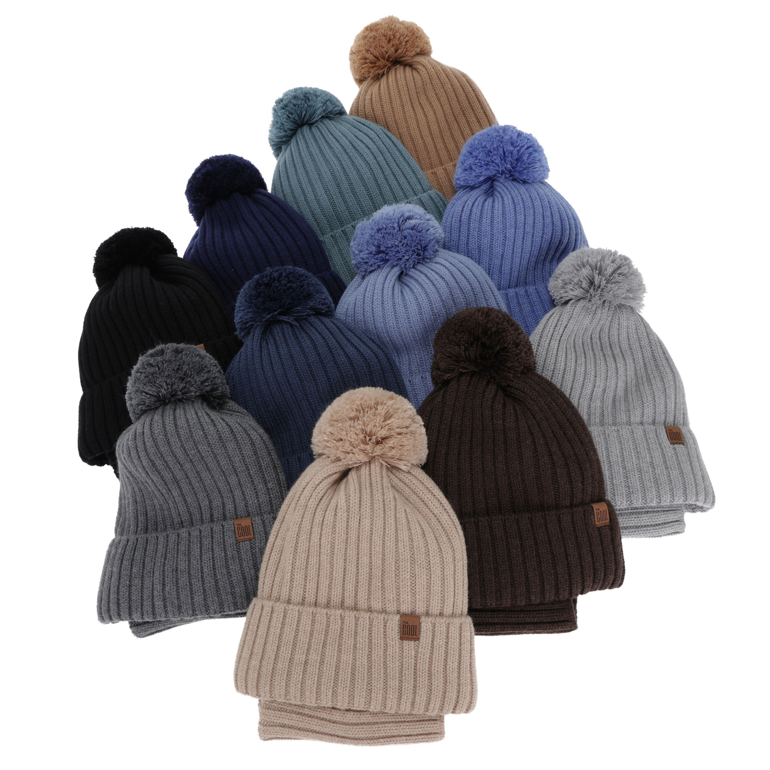 Czapka i komin dla chłopca, zimowy komplet, 100% wełniany merino, z podszyciem bawełnianym, camel Tolmar