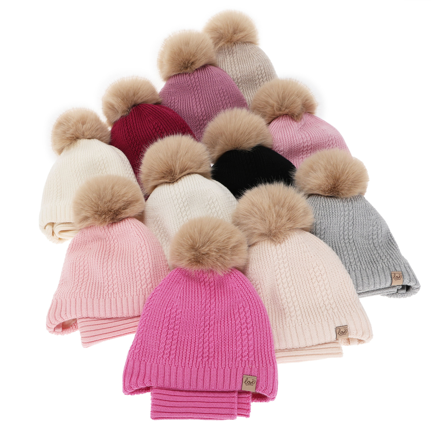 Czapka i komin dla dziewczynki zimowy komplet, biały,100% wełniany merino, podszyty wełnianym polarem, wiązany Danielle