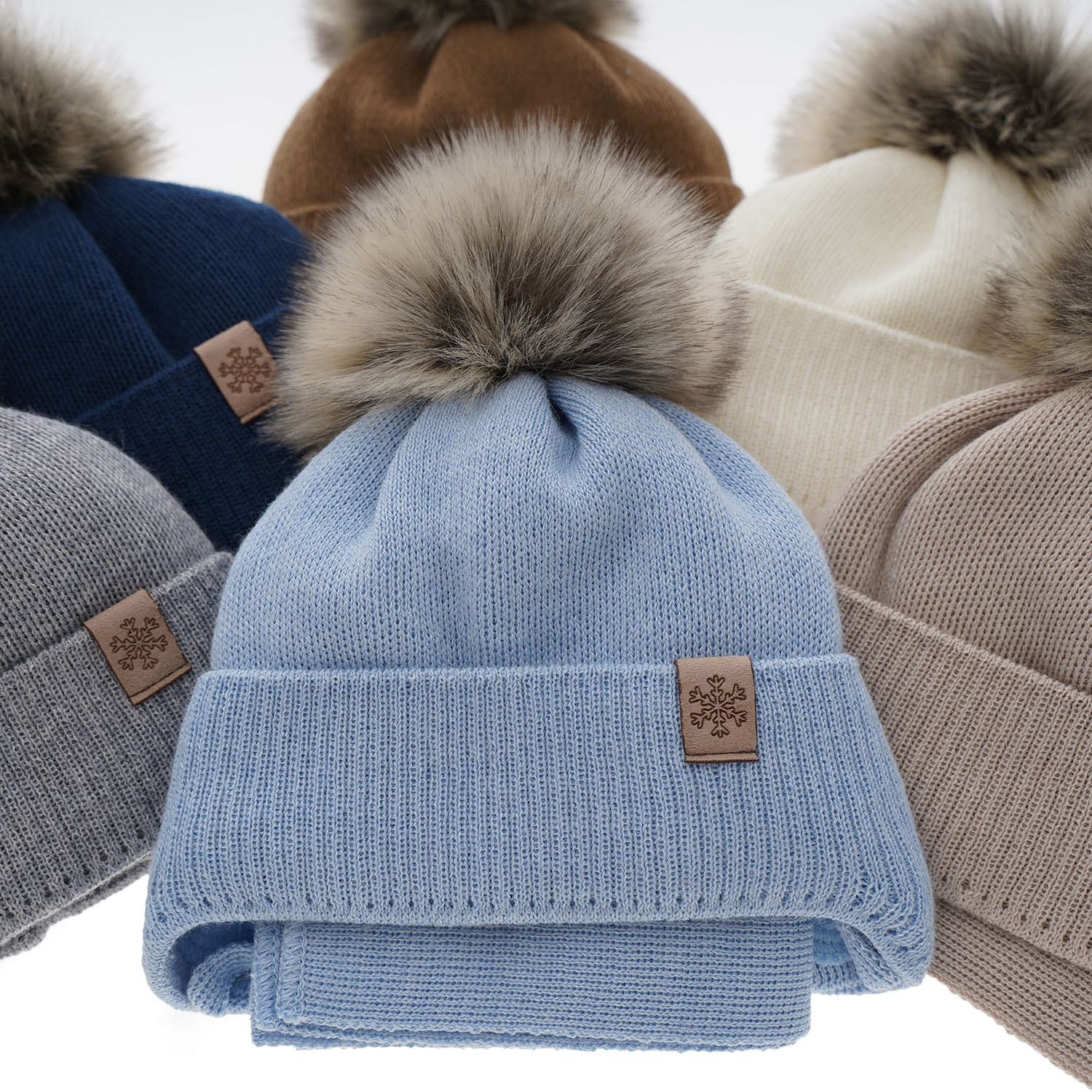 Czapka i szalik dla chłopca zimowy komplet, niebieski, z pomponem, z wełną merino Rafael