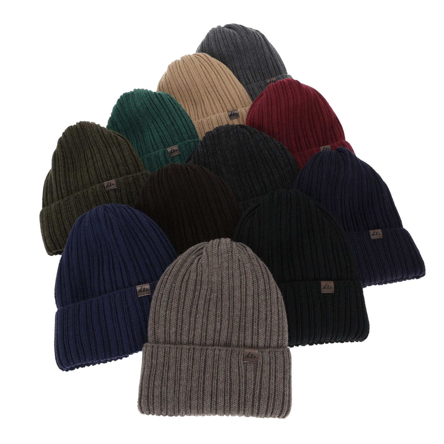 Czapka zimowa męska, khaki, z wełną merino Huno