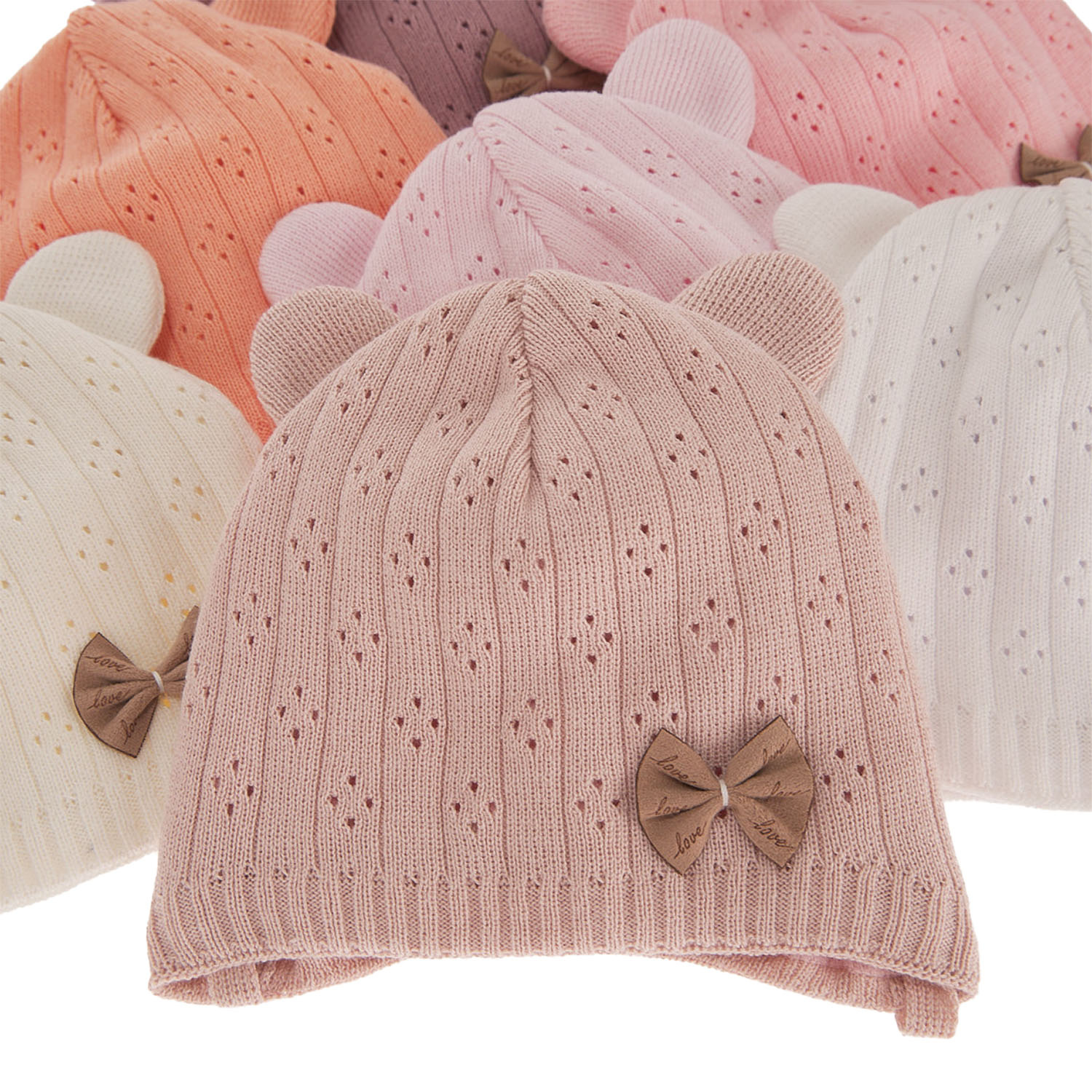 Czapka jesienna, wiosenna dla dziewczynki, z bawełną, beżowa, wiązana Lotta