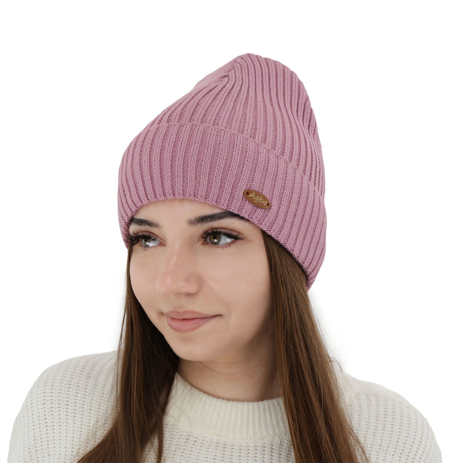 Czapka zimowa damska, jasnoróżowa, z wełną merino Shila