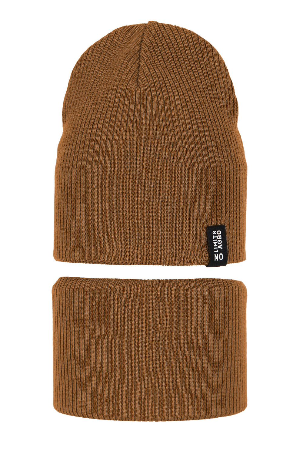 Czapka i komin dla chłopca jesienny, wiosenny komplet, camel, z bawełną, Tunis