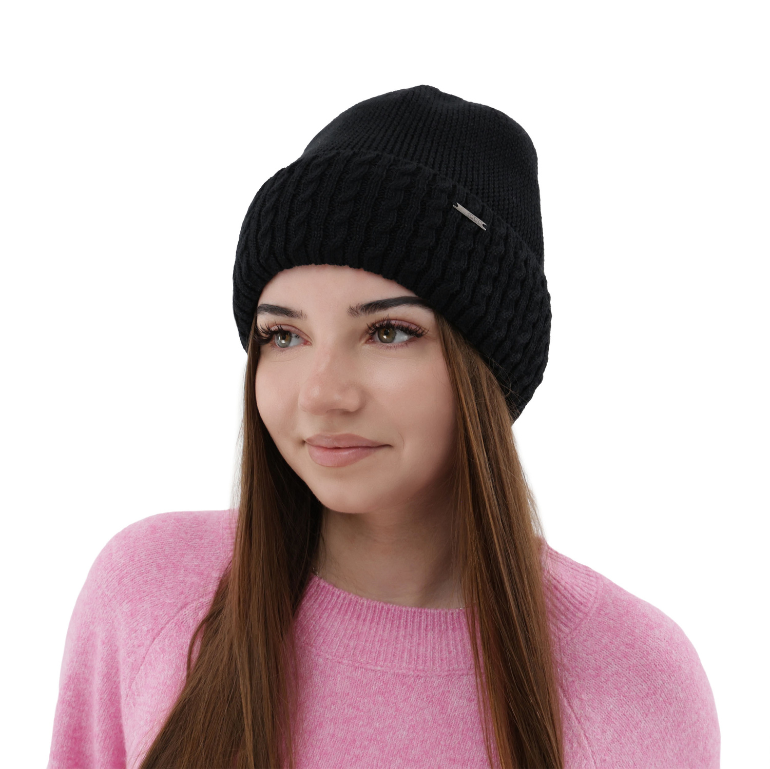 Czapka zimowa damska, fioletowa, z wełną merino, Febe