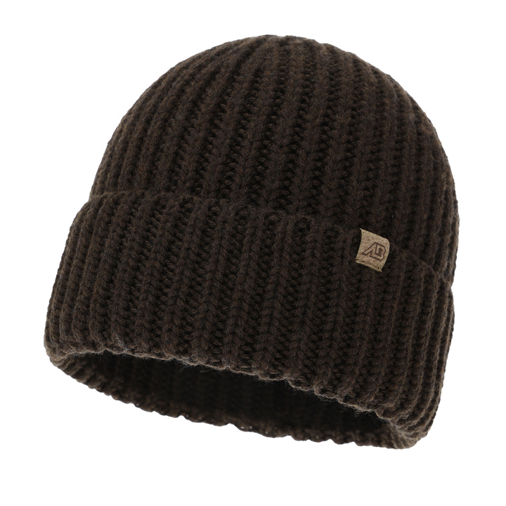 Czapka zimowa męska, brązowa, 100% wełniana merino Berno
