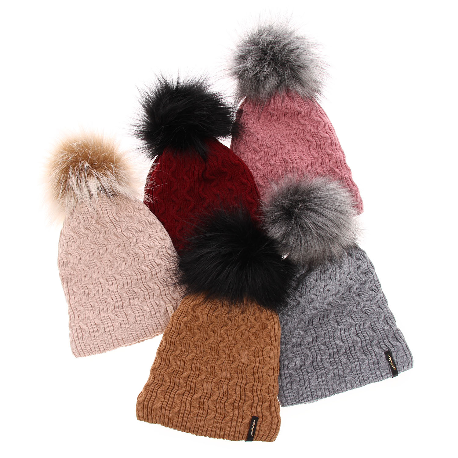Czapka zimowa damska, różowa, z pomponem Xena