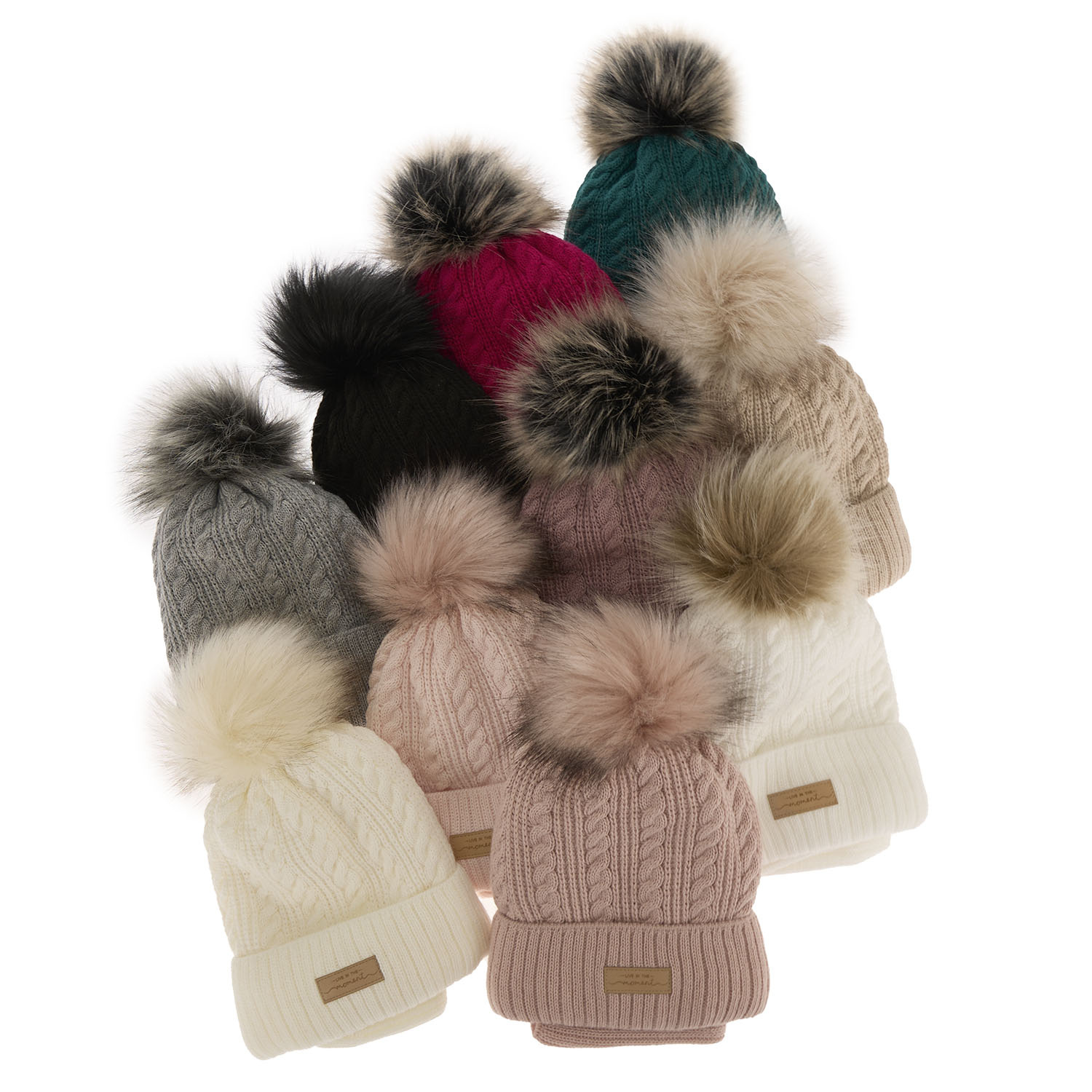 Czapka i komin dla dziewczynki zimowy komplet, biały, z pomponem Alika