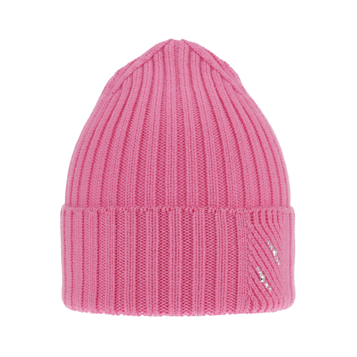 Czapka zimowa damska, różowa, 100% wełniana merino Ariga