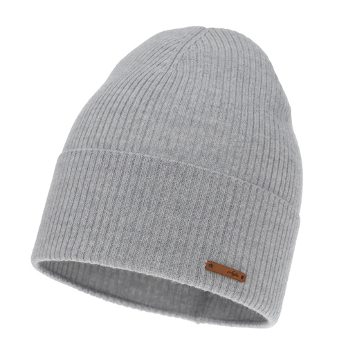 Czapka jesienna, wiosenna damska, szara, 100% wełniana merino, Flerra